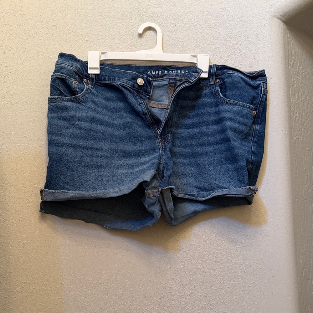 American Eagle Outfitters Dark Blue Rolled Hem Denim Shorts